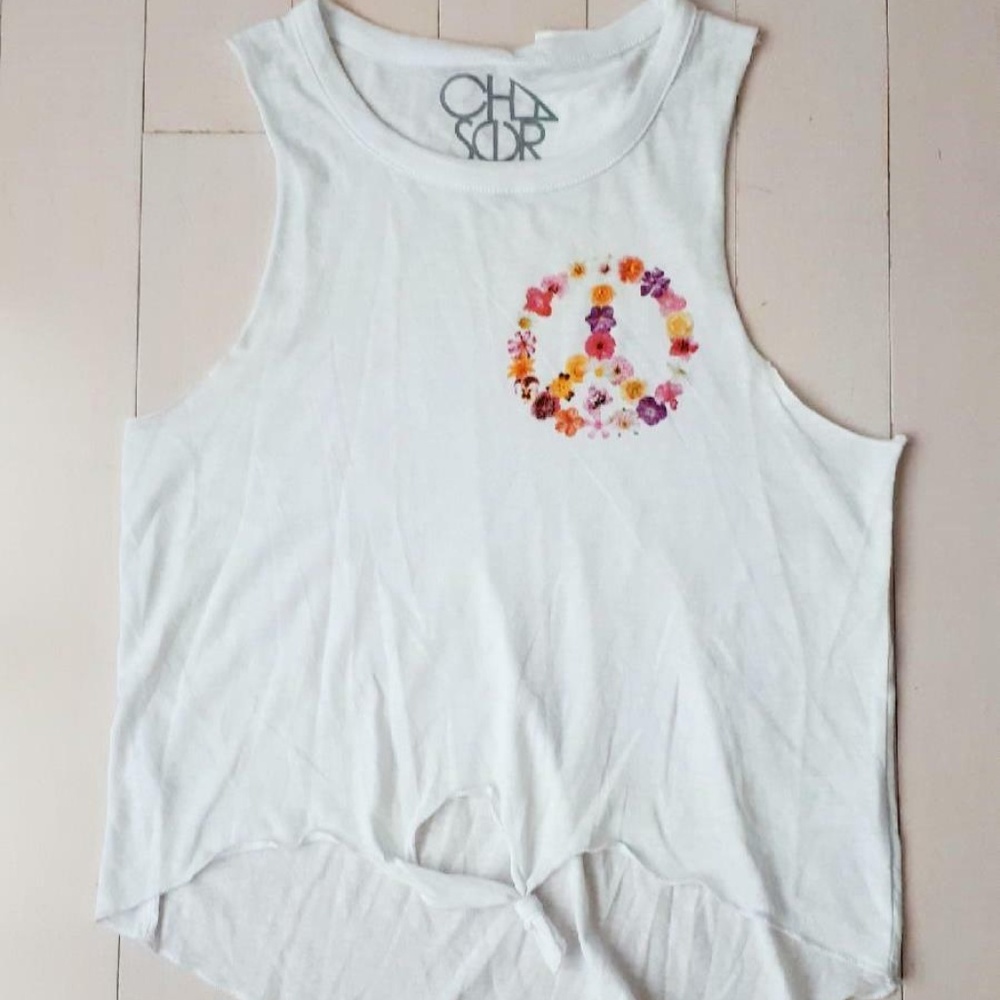 CHASER L.A Front Tie PEACE Floral TANK Top